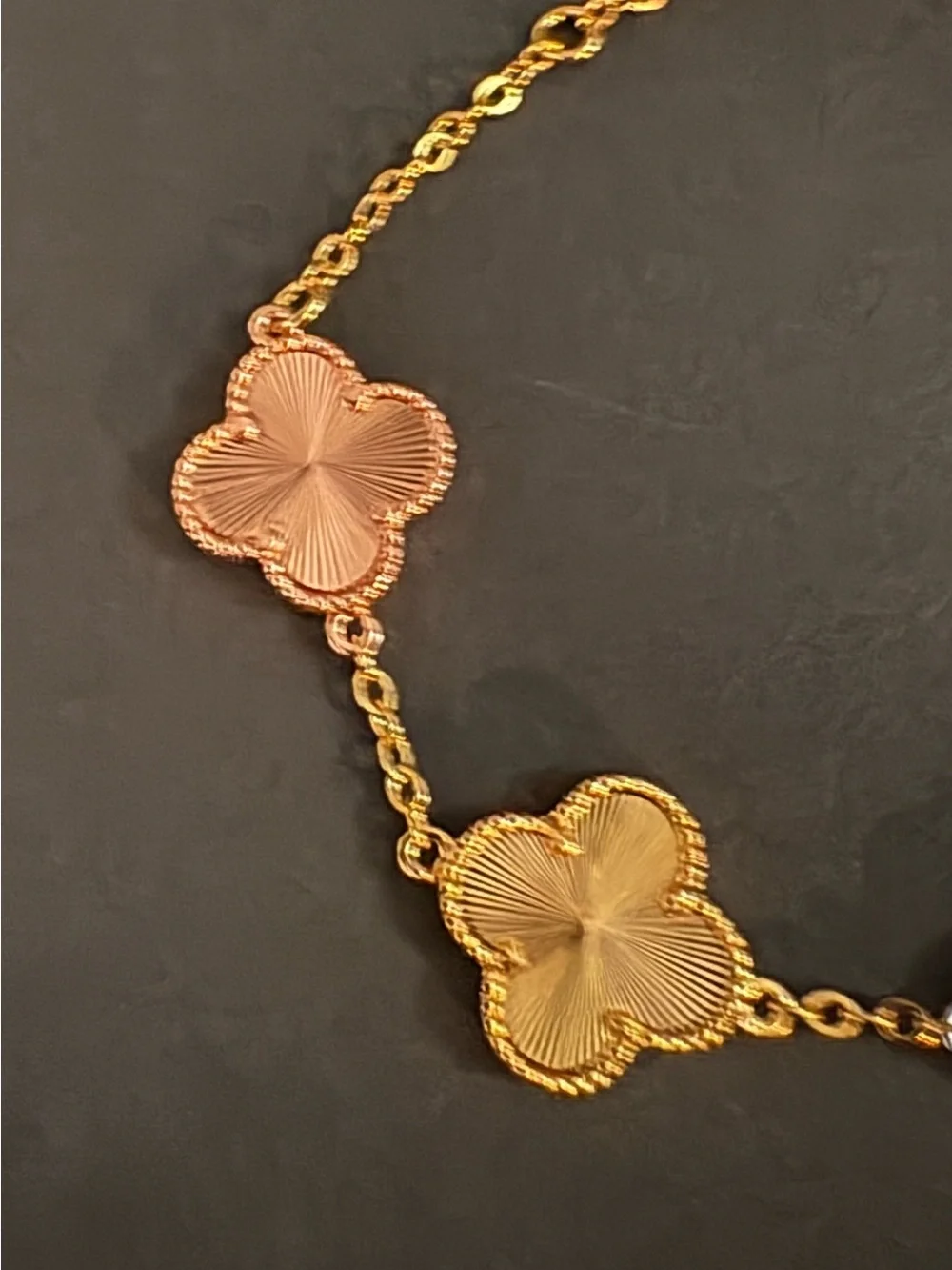 Stainless Steel Fashion Tri-Color Clover Chain Bracelet Rose Gold Yellow Silver